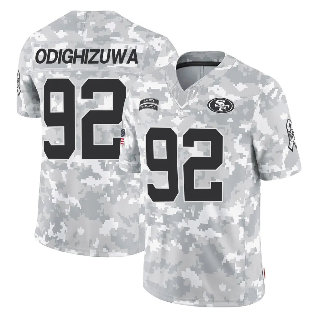 CAdoa SF.49ers #92 Osa Odighizuwa Player Arctic Camo Limited Salute To Service Home Game Stitched Jerseys