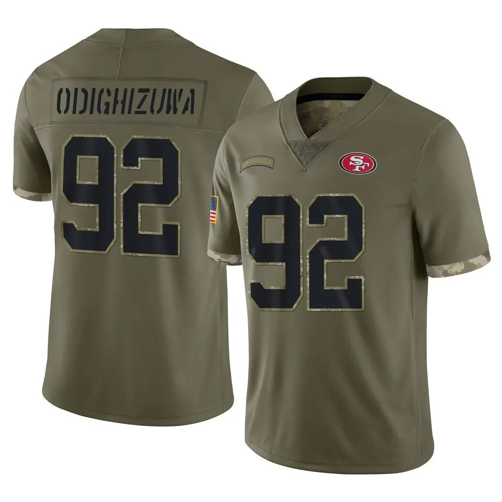 CAdoa SF.49ers #92 Osa Odighizuwa Player Olive Limited Salute To Service Home Game Stitched Jerseys
