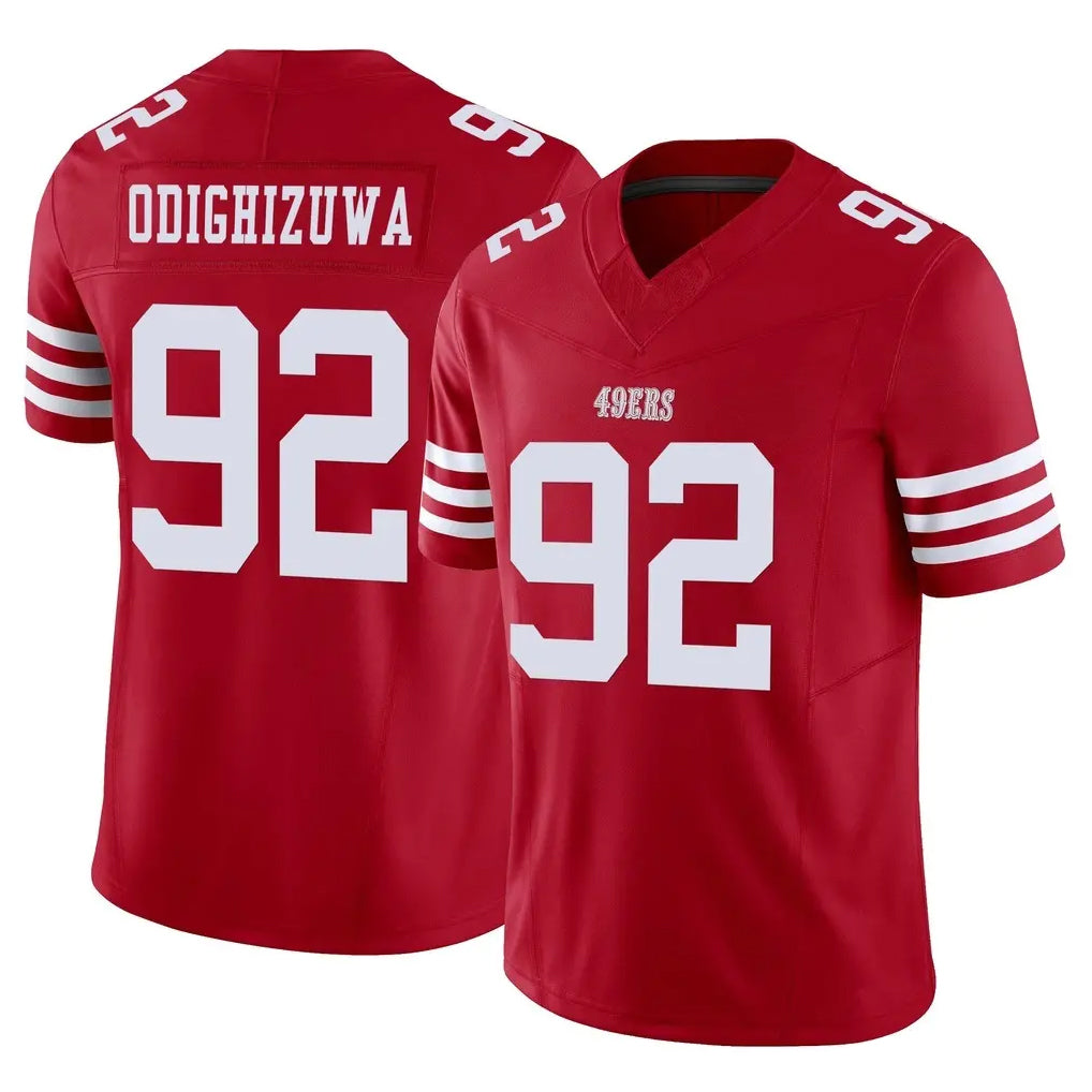 CAdoa SF.49ers #92 Osa Odighizuwa Player Red Limited Vapor F.U.S.E. Home Game Stitched Jerseys