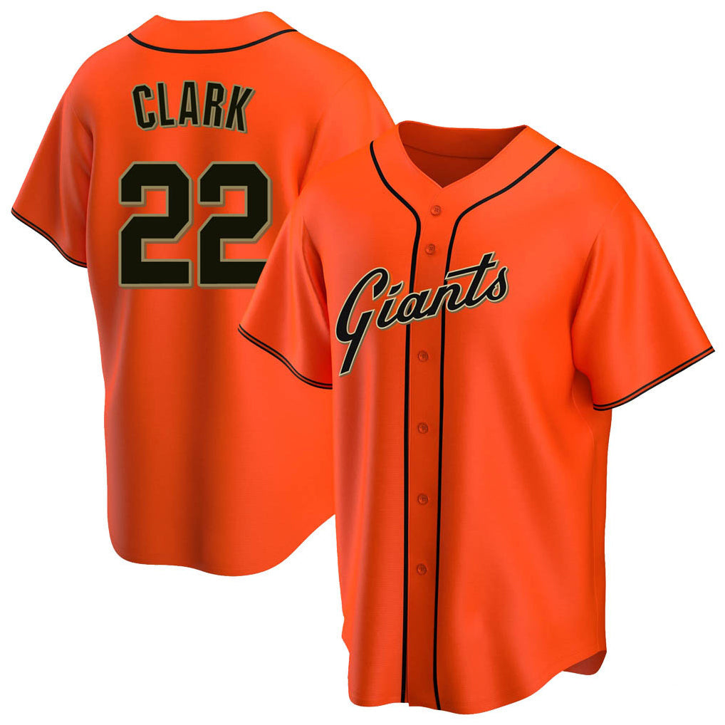 CAdoa SF.Giants #22 Will Clark Player Orange Home Game Stitched Jerseys