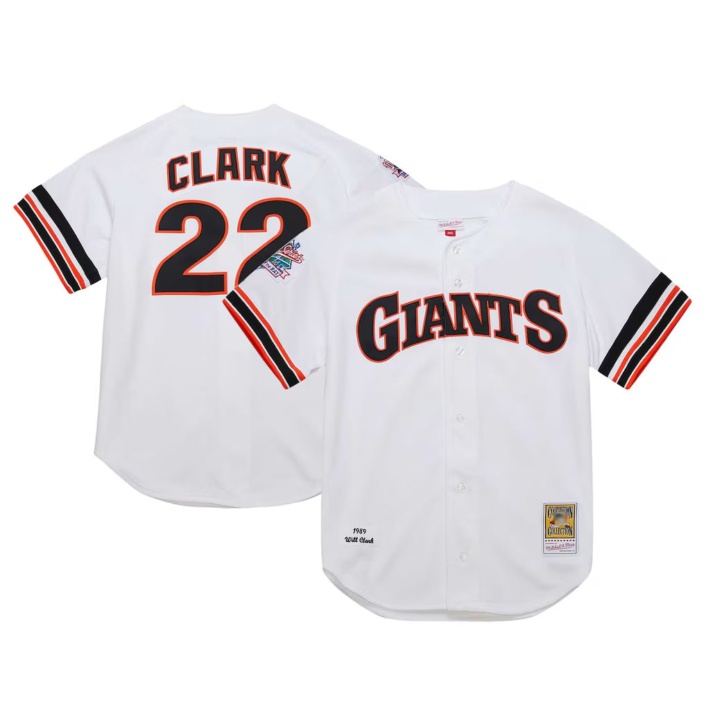 CAdoa SF.Giants #22 Will Clark Player White Mitchell & Ness Cooperstown Collection 1989 Limited Stitched Jerseys