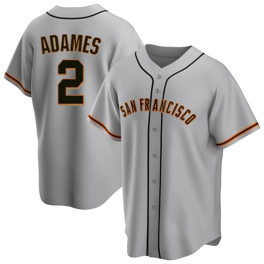 CAdoa SF.Giants #2 Willy Adames Player Gray Home Game Stitched Jerseys
