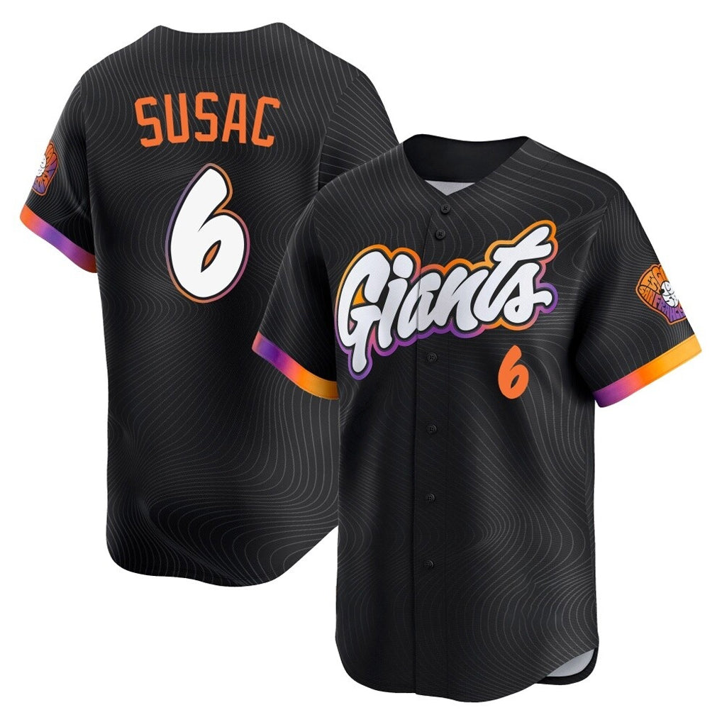 CAdoa SF.Giants #6 Daniel Susac Player Black 2025 City Connect Home Limited Stitched Jerseys
