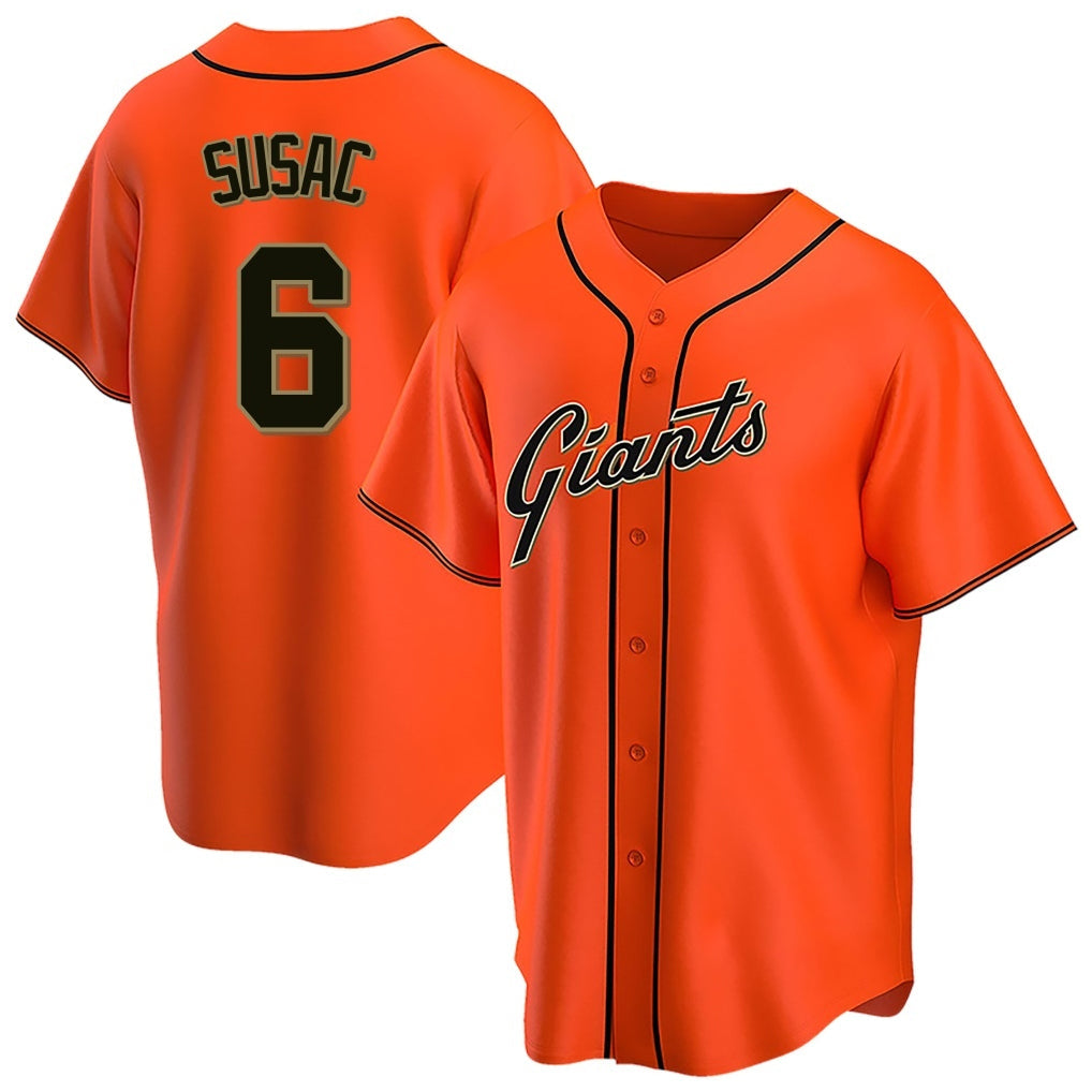 CAdoa SF.Giants #6 Daniel Susac Player Orange Home Game Stitched Jerseys