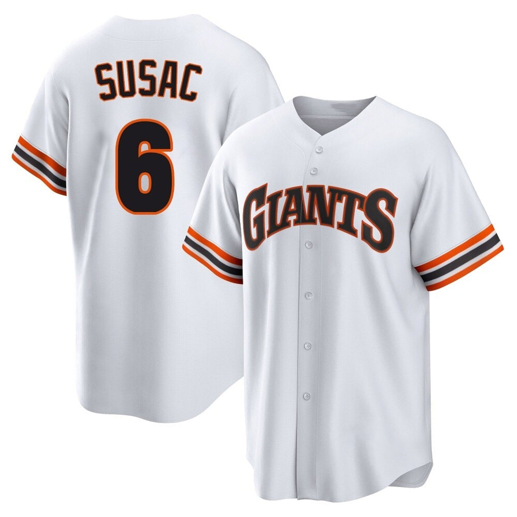 CAdoa SF.Giants #6 Daniel Susac Player White Home Game Stitched Jerseys