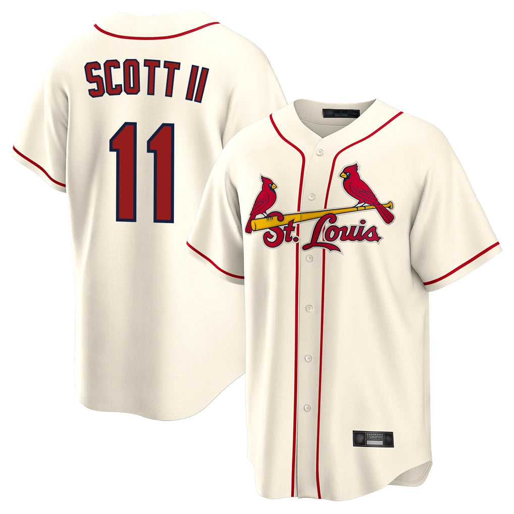 CAdoa St. Louis Cardinals #11 Victor Scott II Player Cream Home Game Stitched Jerseys