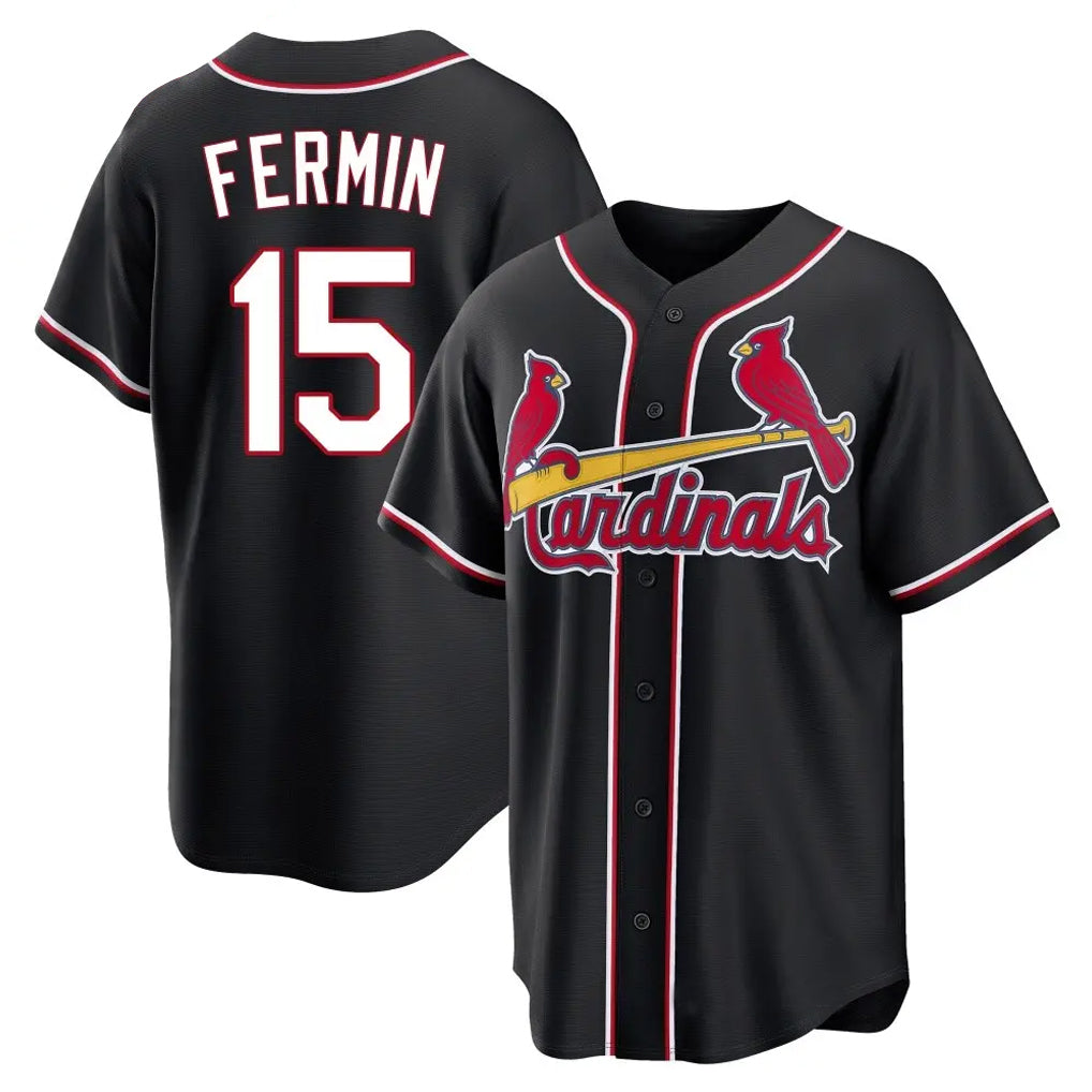 CAdoa St. Louis Cardinals #15 Jose Fermin Player Black Carbon Fashio Game Stitched Jerseys
