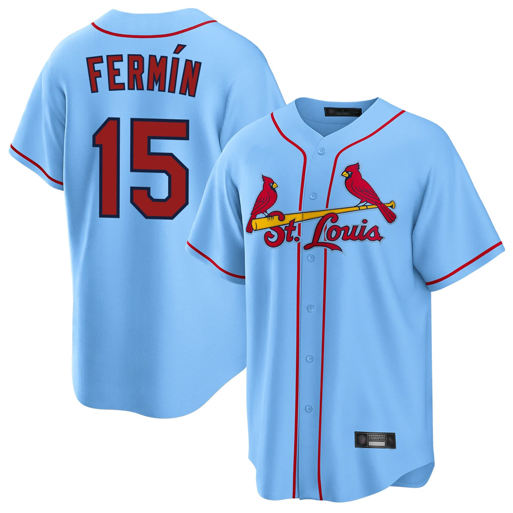 CAdoa St. Louis Cardinals #15 Jose Fermin Player Light Blue Home Game Stitched Jerseys
