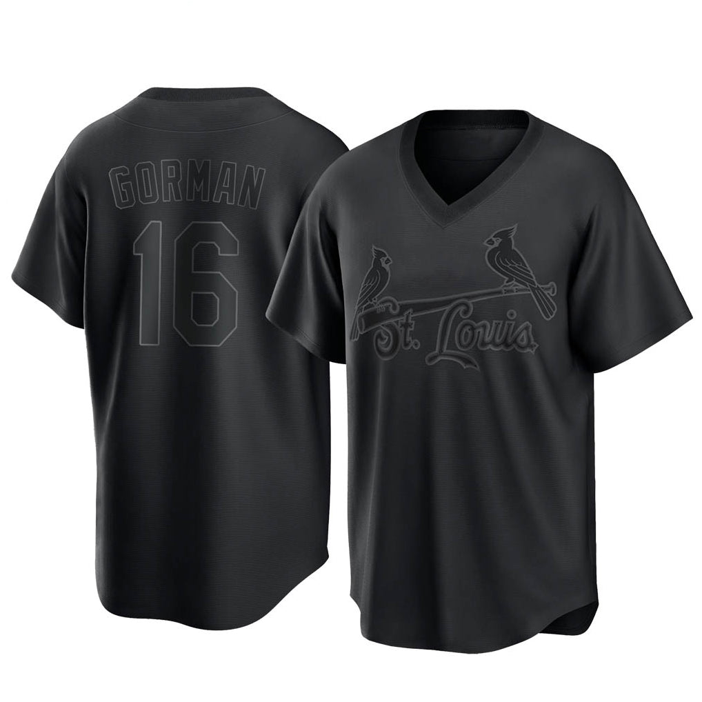 CAdoa St. Louis Cardinals #16 Nolan Gorman Player Black City Connect T-shirt Stitched Jerseys