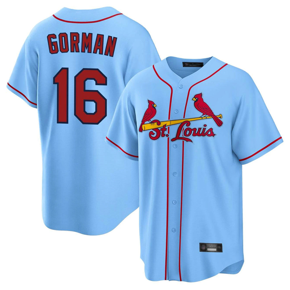 CAdoa St. Louis Cardinals #16 Nolan Gorman Player Light Blue Home Game Stitched Jerseys