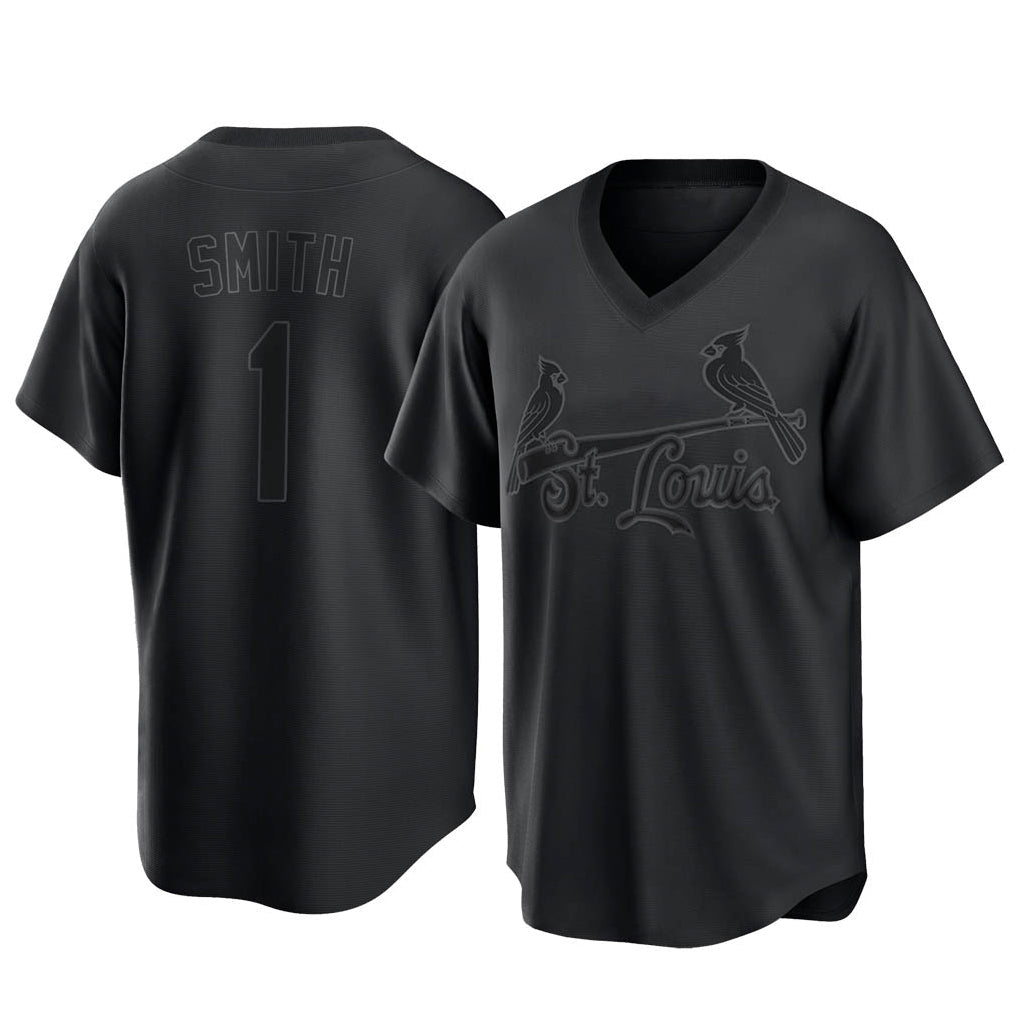 CAdoa St. Louis Cardinals #1 Ozzie Smith Player Black City Connect T-shirt Stitched Jerseys