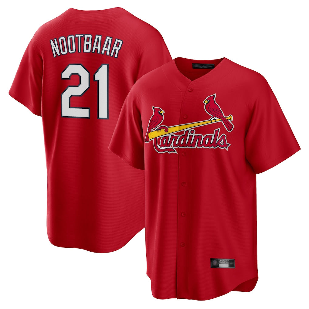 CAdoa St. Louis Cardinals #21 Lars Nootbaar Player Red Home Game Stitched Jerseys