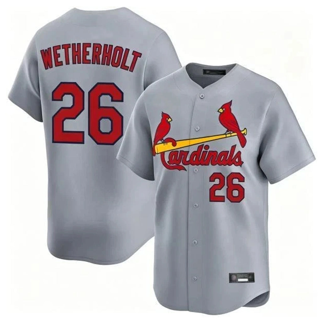 CAdoa St. Louis Cardinals #26 JJ Wetherholt Player Gray Home Limited Stitched Jerseys