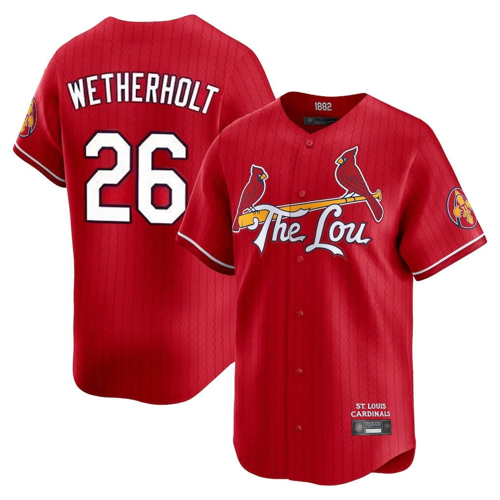 CAdoa St. Louis Cardinals #26 JJ Wetherholt Player Red City Connect Limited Stitched Jerseys