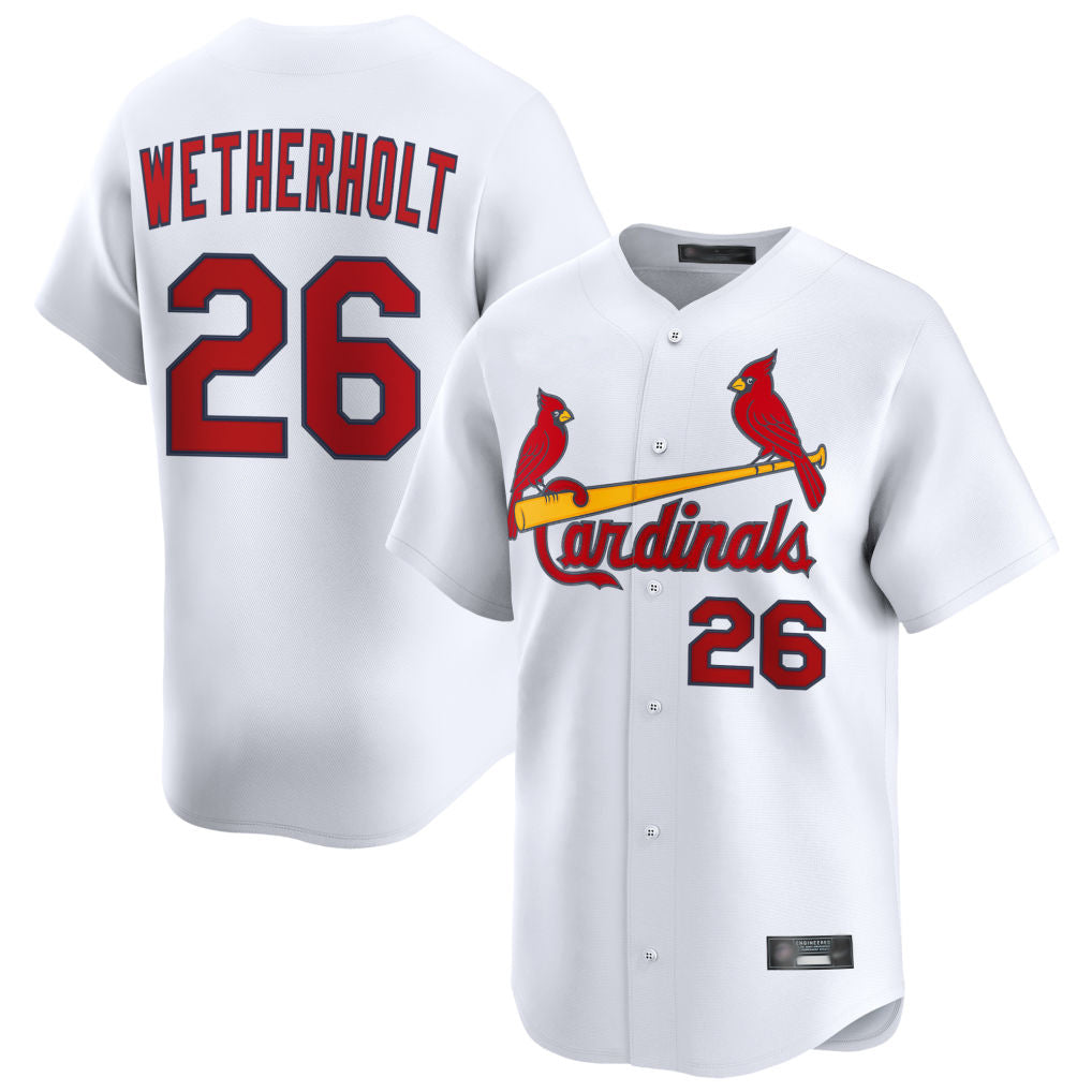 CAdoa St. Louis Cardinals #26 JJ Wetherholt Player White Home Limited Stitched Jerseys