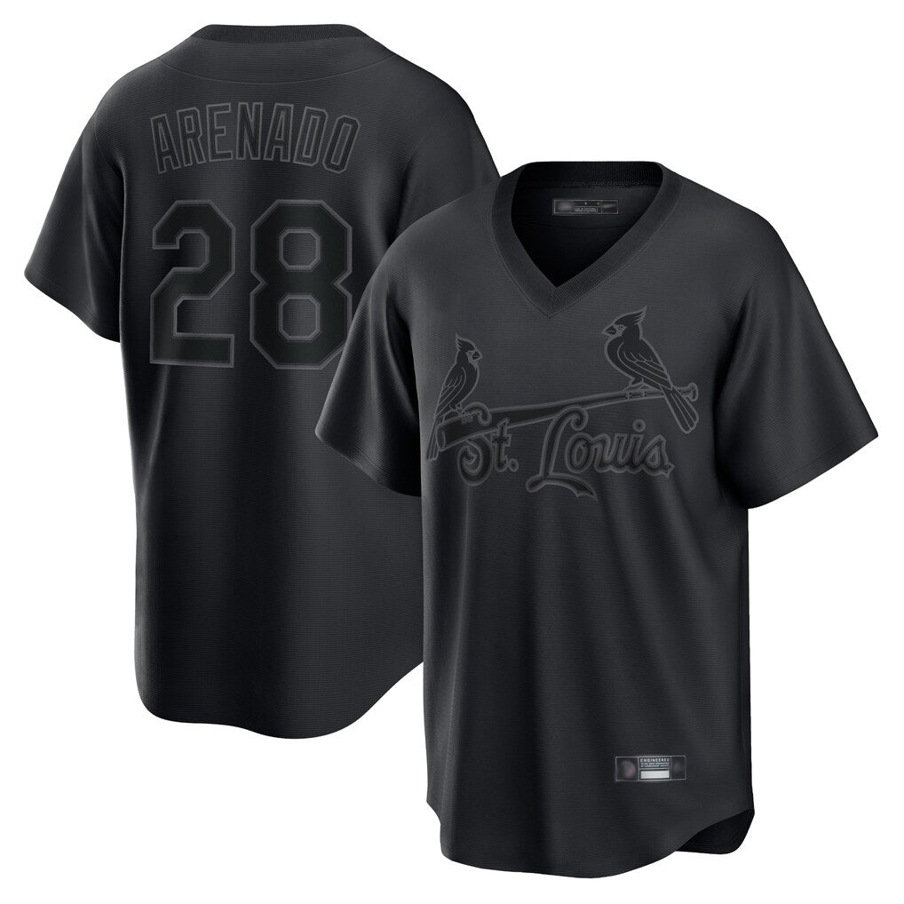 CAdoa St. Louis Cardinals #28 Nolan Arenado Player Black City Connect T-shirt Stitched Jerseys