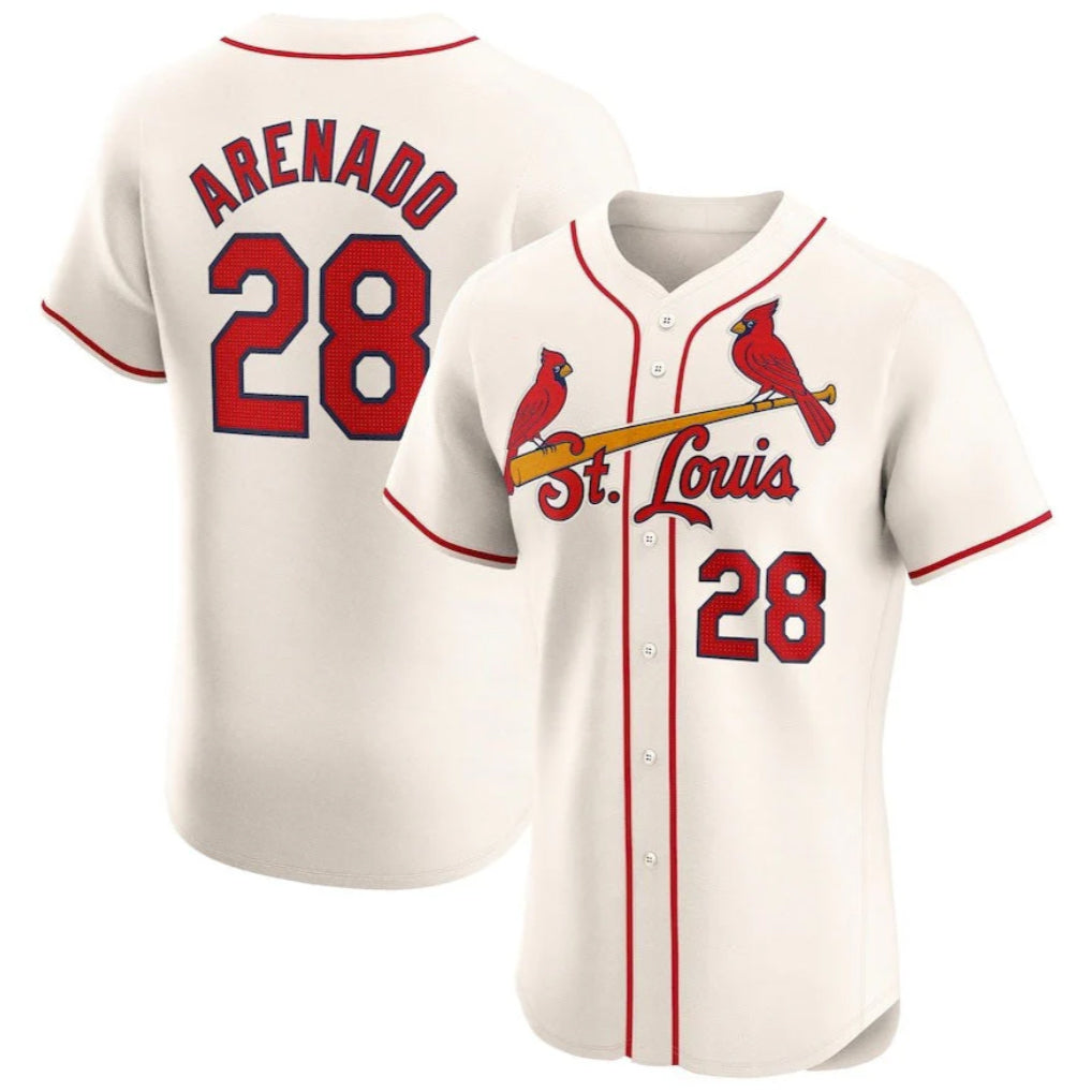CAdoa St. Louis Cardinals #28 Nolan Arenado Player Cream Home Limited Elite Stitched Jerseys