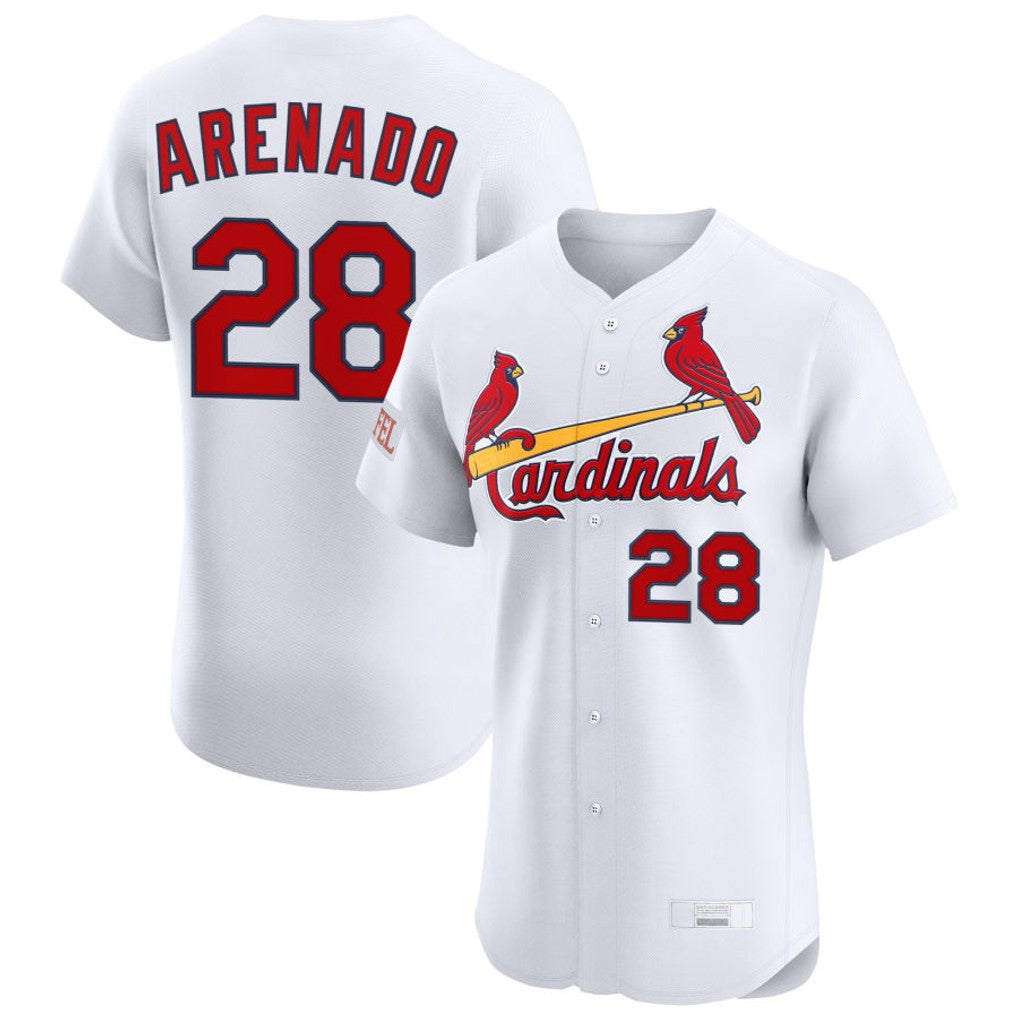 CAdoa St. Louis Cardinals #28 Nolan Arenado Player White Home Limited Elite Stitched Jerseys