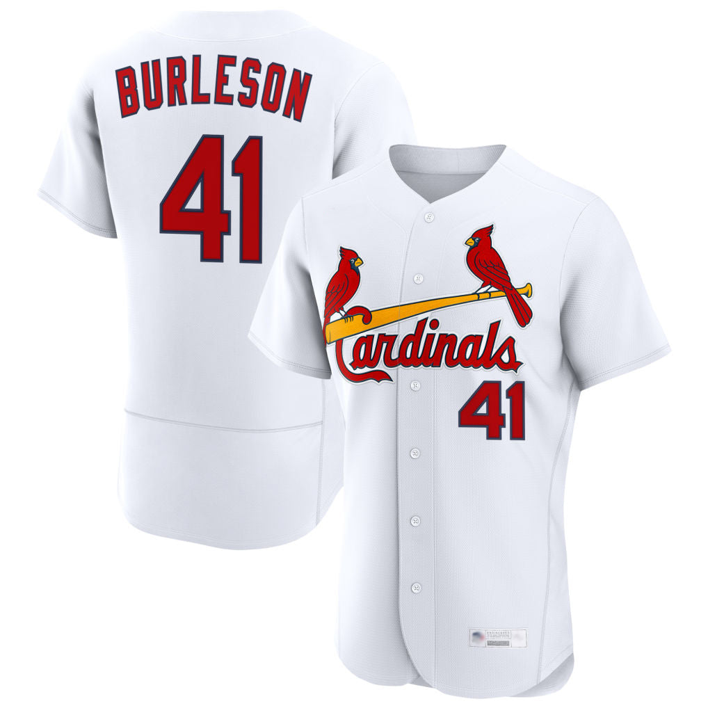 CAdoa St. Louis Cardinals #41 Alec Burlesona Player White Home Limited Elite Stitched Jerseys