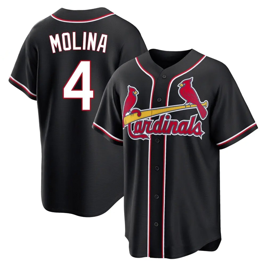 CAdoa St. Louis Cardinals #4 Yadier Molina Player Black Carbon Fashio Game Stitched Jerseys