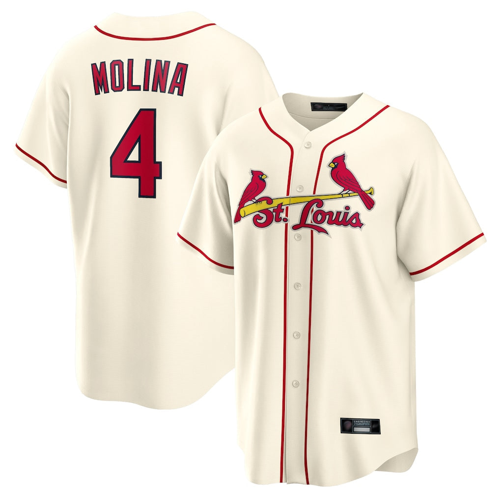 CAdoa St. Louis Cardinals #4 Yadier Molina Player Cream Home Game Stitched Jerseys