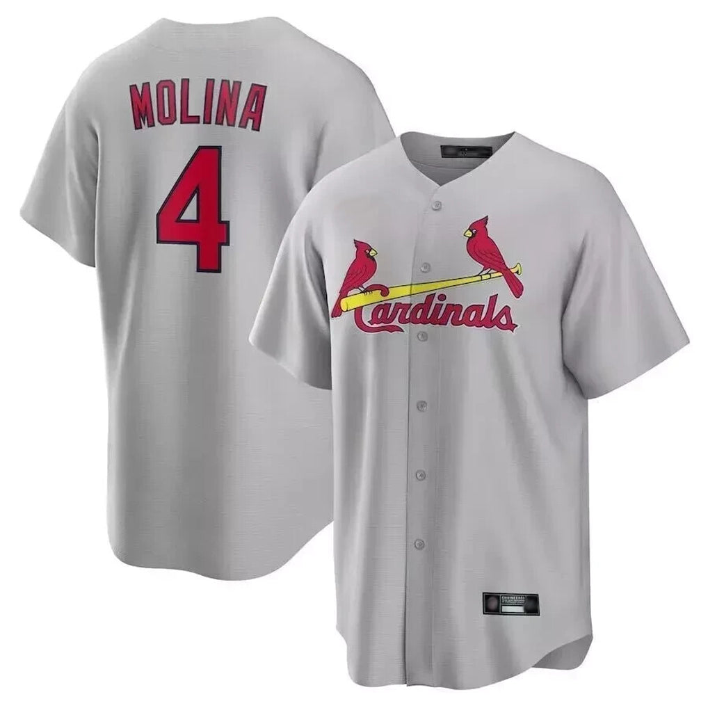 CAdoa St. Louis Cardinals #4 Yadier Molina Player Gray Home Game Stitched Jerseys