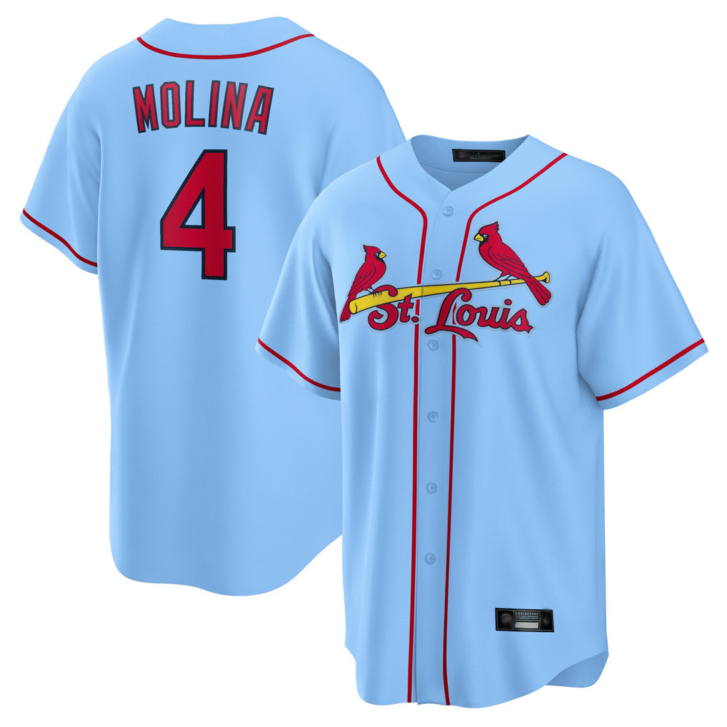 CAdoa St. Louis Cardinals #4 Yadier Molina Player Light Blue Home Game Stitched Jerseys