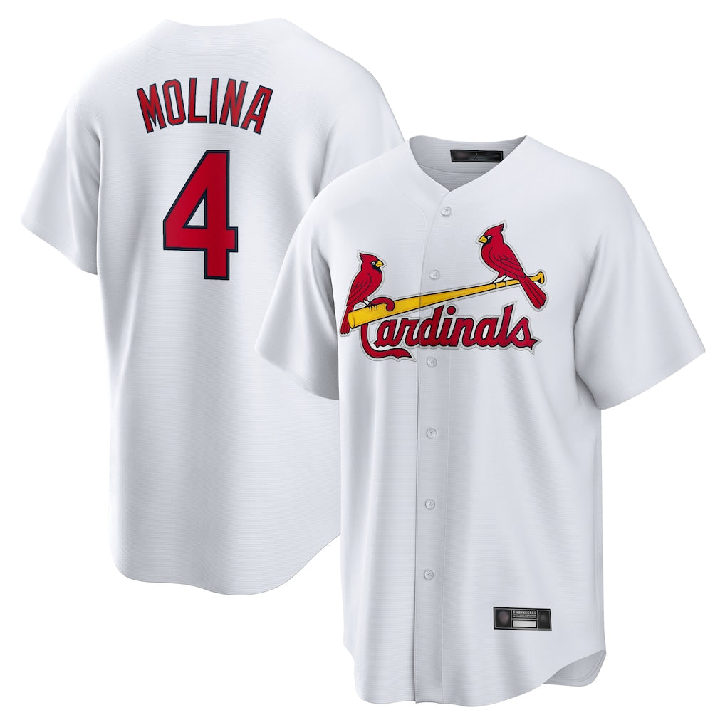 CAdoa St. Louis Cardinals #4 Yadier Molina Player White Home Game Stitched Jerseys