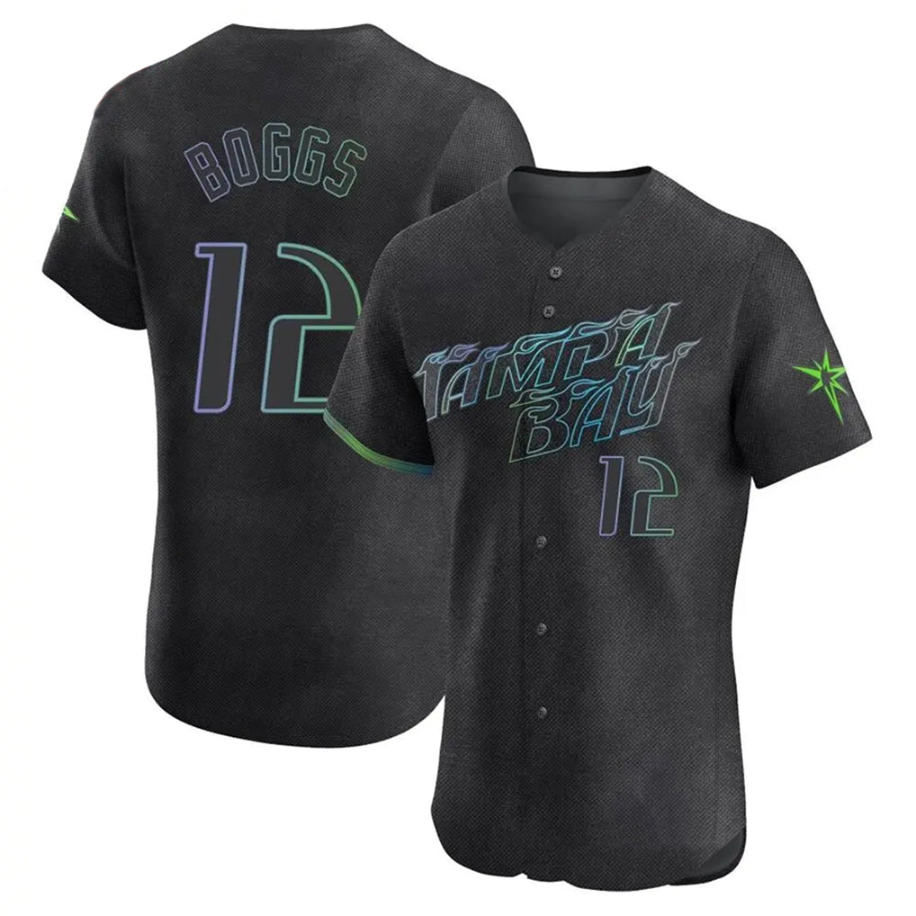 CAdoa TB.Rays #12 Wade Boggs Player Black City Connect Home Limited Elite Stitched Jerseys