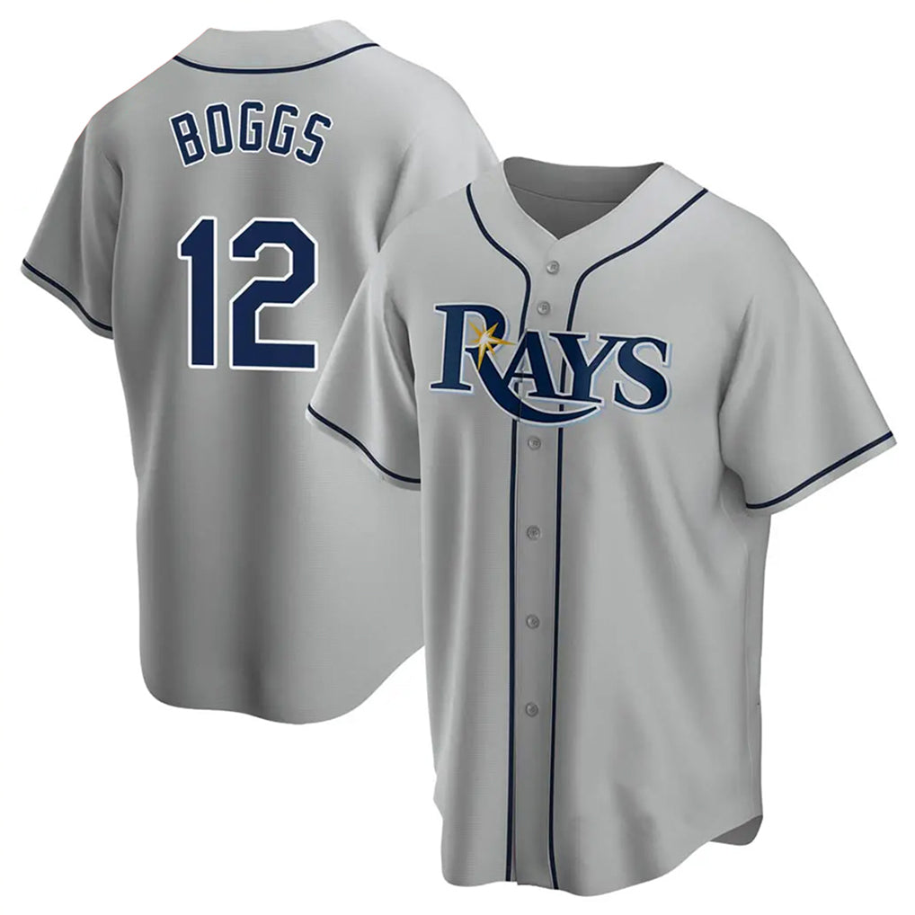 CAdoa TB.Rays #12 Wade Boggs Player Gray Home Game Stitched Jerseys