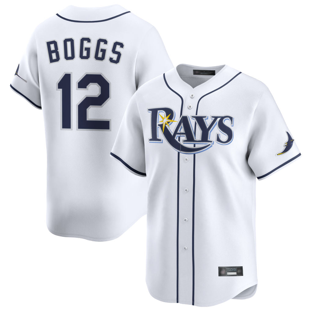 CAdoa TB.Rays #12 Wade Boggs Player White Home Limited Stitched Jerseys