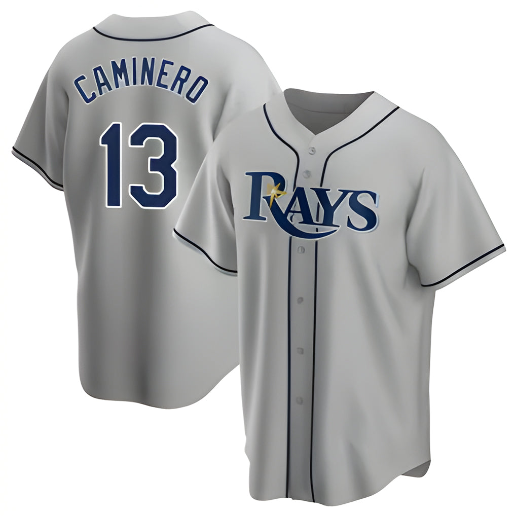 CAdoa TB.Rays #13 Junior Caminero Player Gray Home Game Stitched Jerseys
