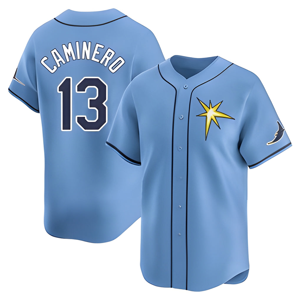 CAdoa TB.Rays #13 Junior Caminero Player Light Blue Home Limited Stitched Jerseys