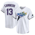 CAdoa TB.Rays #13 Junior Caminero Player White City Connect Home Stitched Jerseys