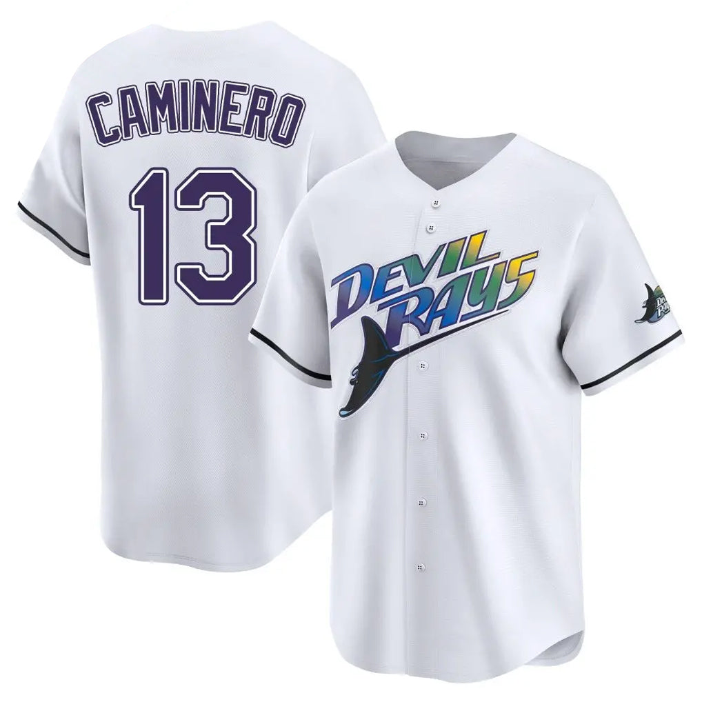 CAdoa TB.Rays #13 Junior Caminero Player White City Connect Home Stitched Jerseys