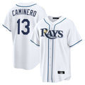 CAdoa TB.Rays #13 Junior Caminero Player White Home Game Stitched Jerseys