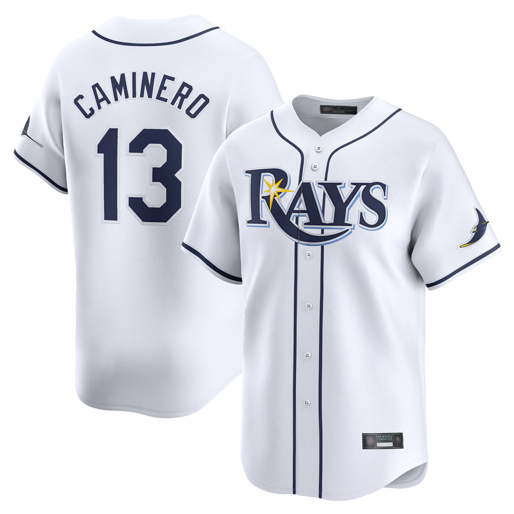 CAdoa TB.Rays #13 Junior Caminero Player White Home Limited Stitched Jerseys
