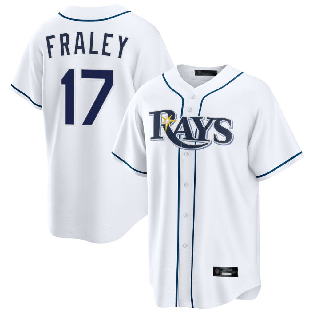 CAdoa TB.Rays #17 Jake Fraley Player White Home Game Stitched Jerseys
