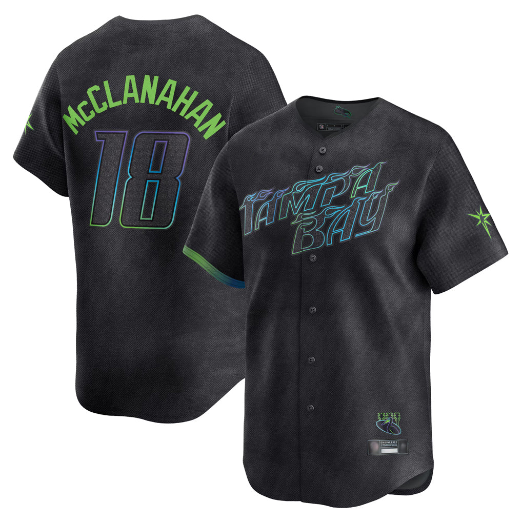 CAdoa TB.Rays #18 Shane McClanahan Player Black City Connect Home Limited Stitched Jerseys