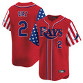 CAdoa TB.Rays #2 Yandy Diaz Player Red 2025 Independence Day Vapor Premier Limited Stitched Jerseys