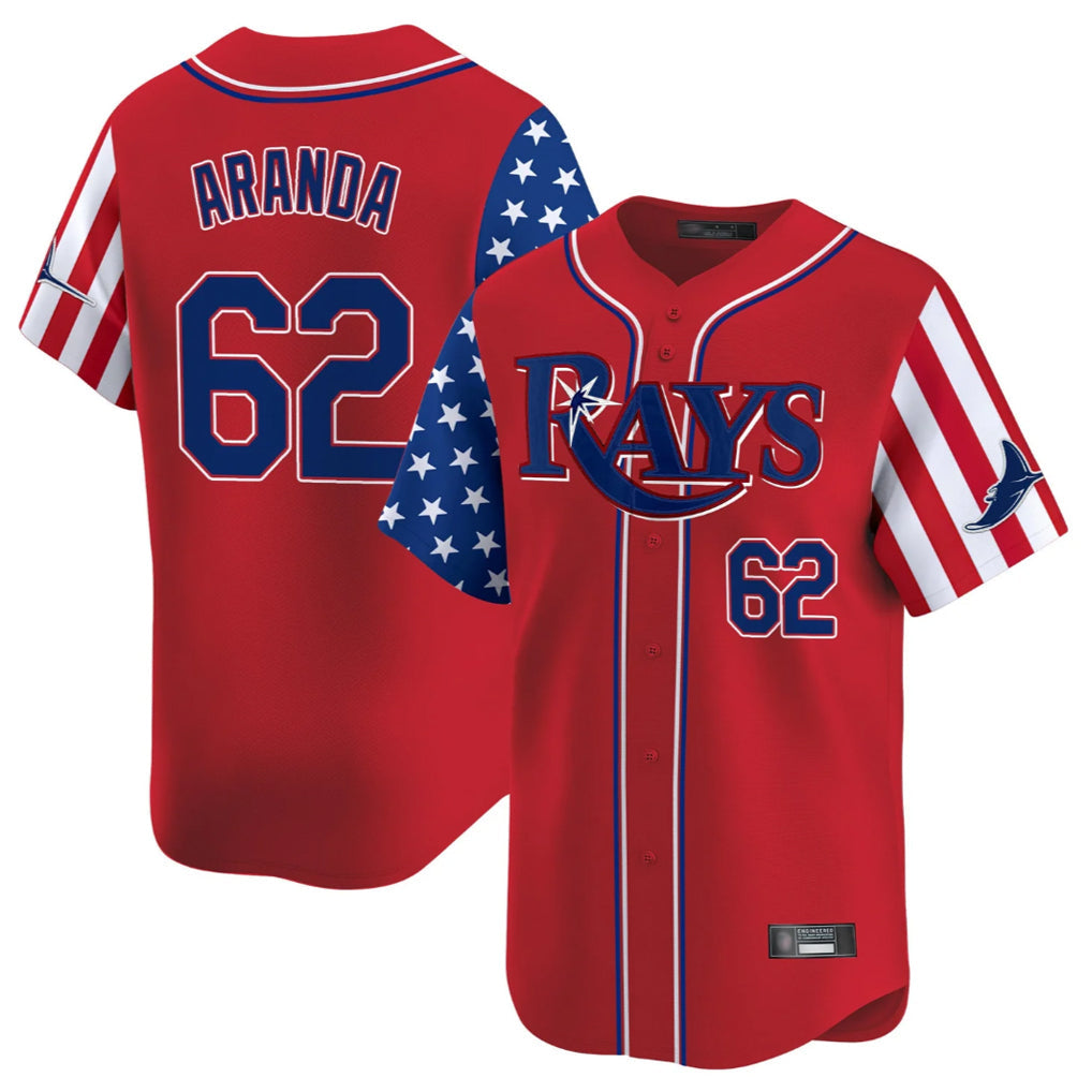 CAdoa TB.Rays #62 Jonathan Aranda Player Red 2025 Independence Day Vapor Premier Limited Stitched Jerseys