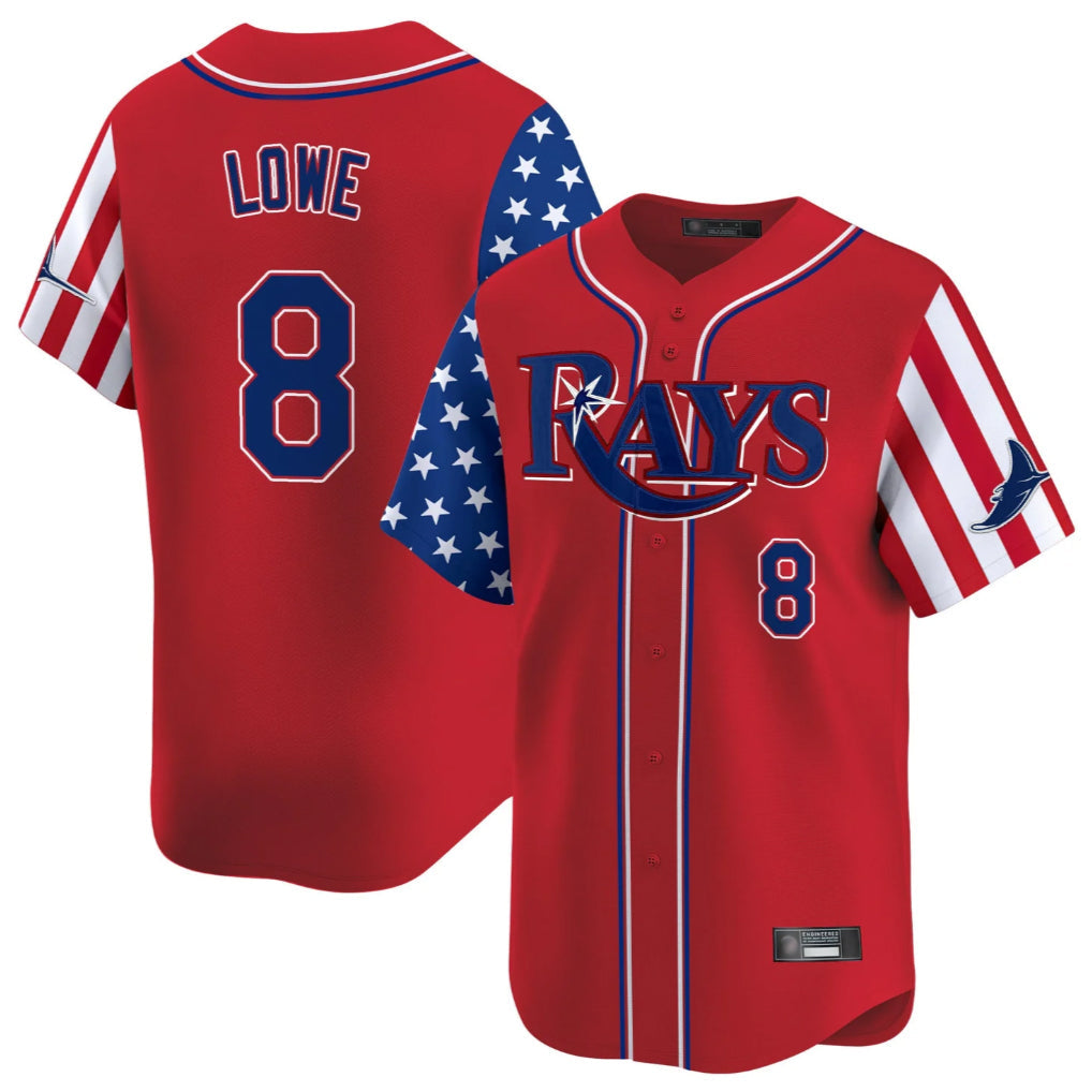 CAdoa TB.Rays #8 Brandon Lowe Player Red 2025 Independence Day Vapor Premier Limited Stitched Jerseys