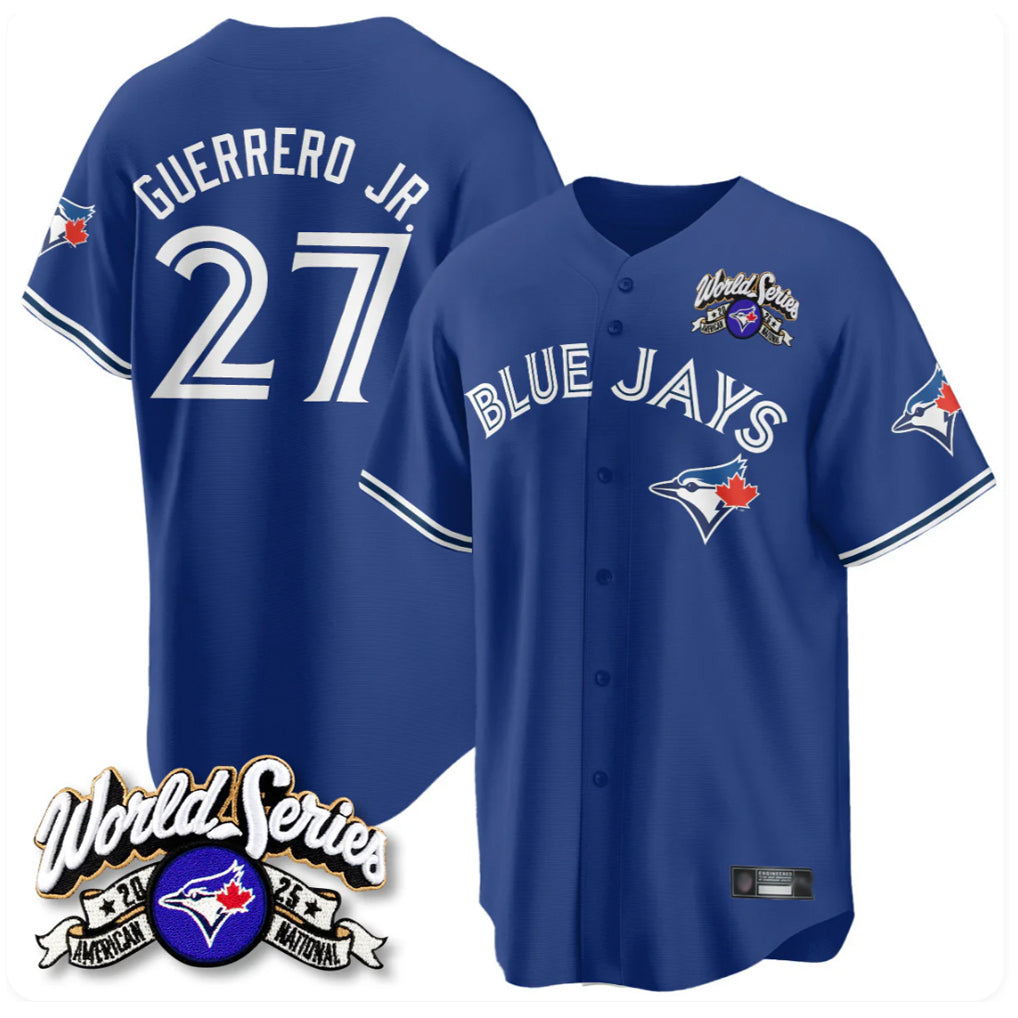 CAdoa T.Blue Jays #27 Vladimir Guerrero Jr Player Navy 2025 American League All Stitched Jerseys