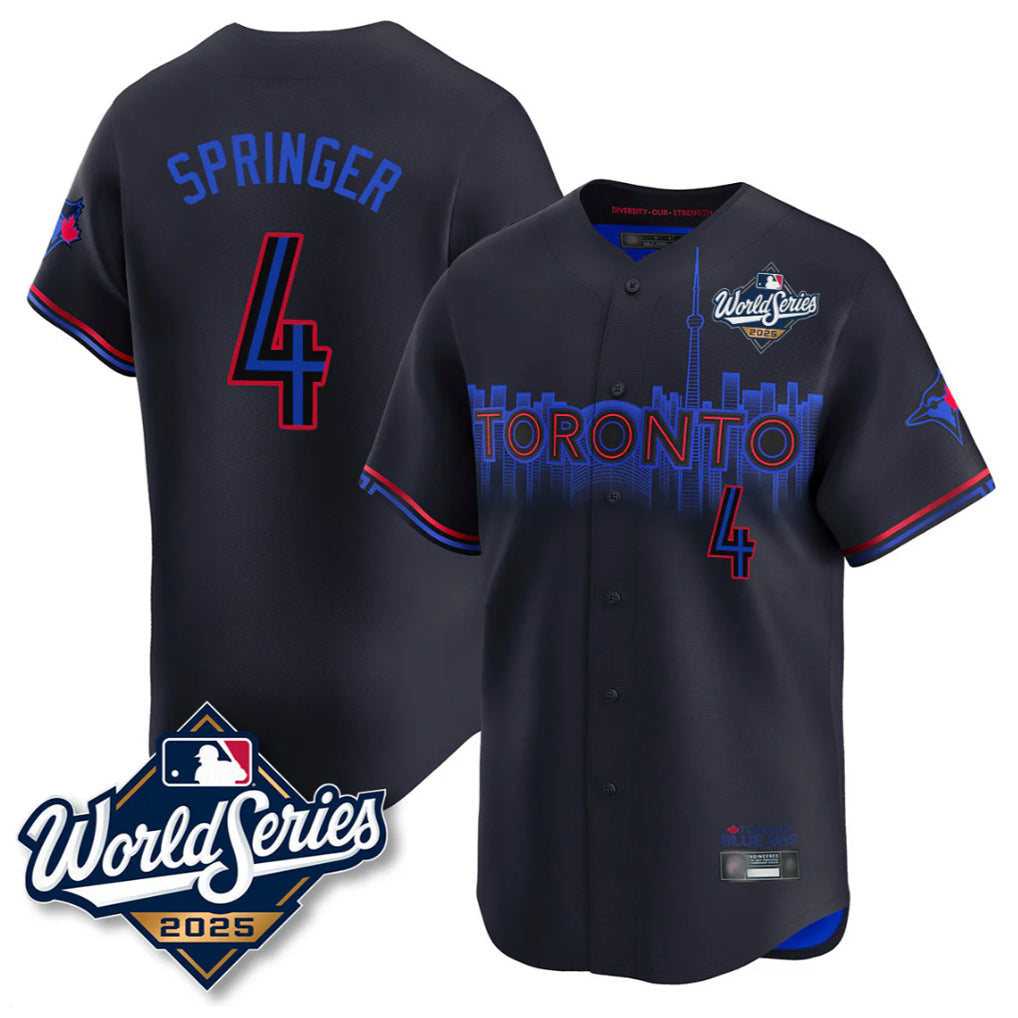 CAdoa T.Blue Jays #4 George Springer Player Black 2025 World Series City Connect Stitched Jerseys