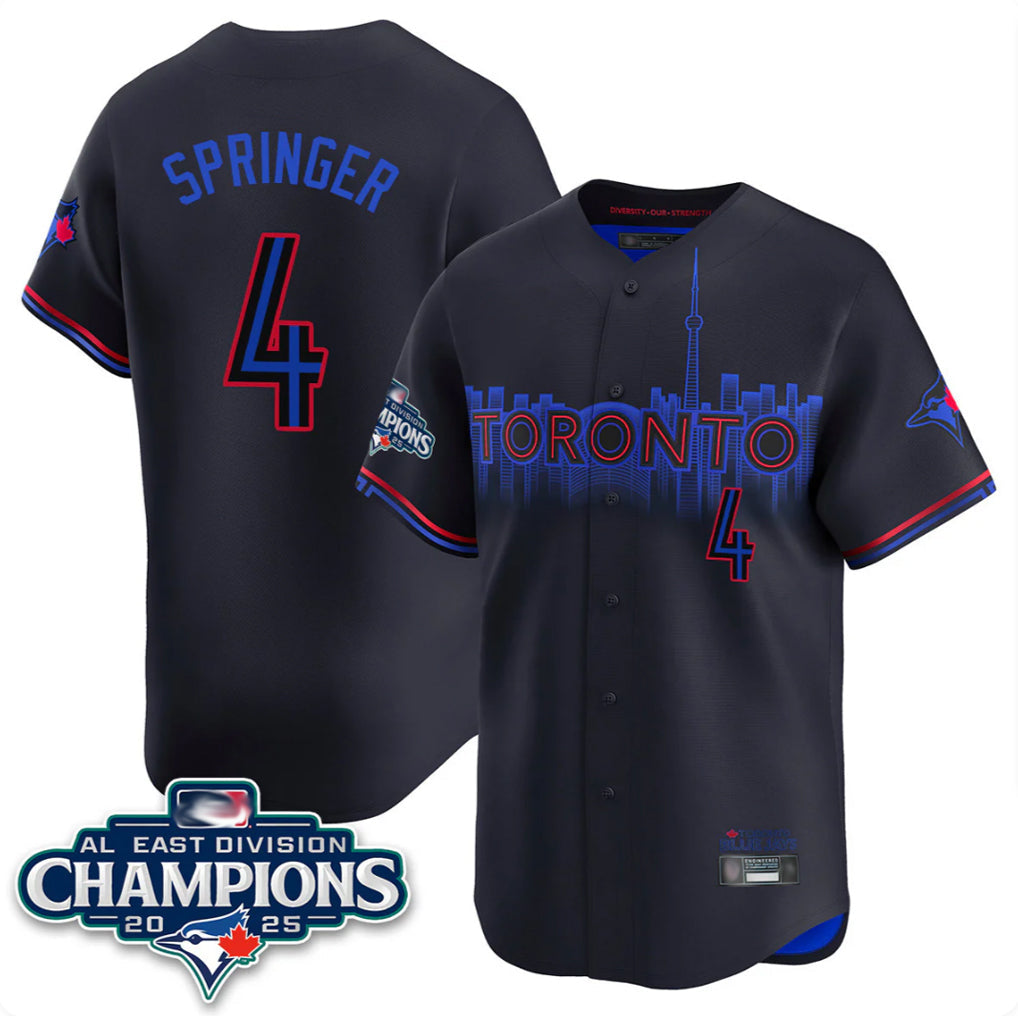 CAdoa T.Blue Jays #4 George Springer Player Black AL East Division City Connect Limited Stitched Jerseys