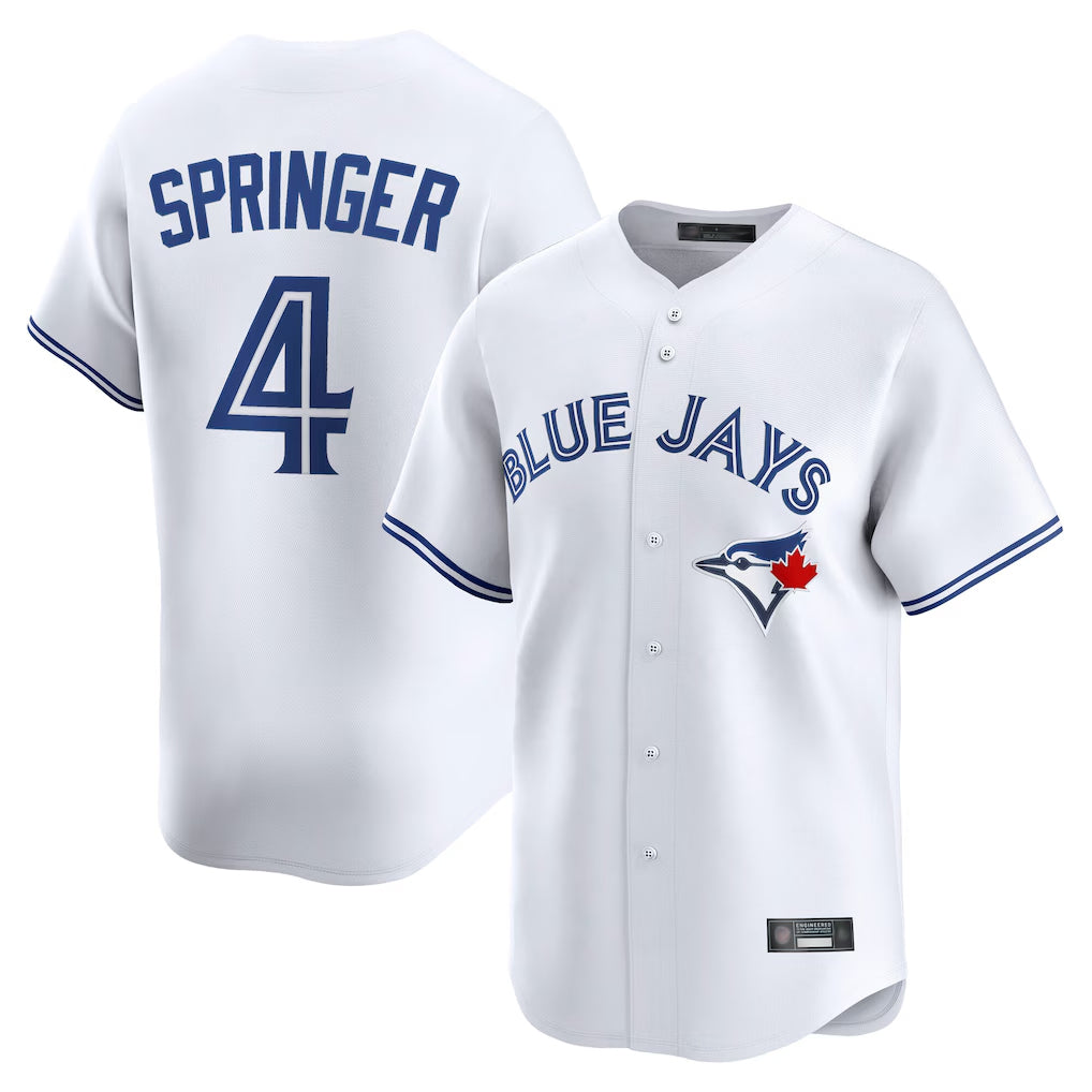 CAdoa T.Blue Jays #4 George Springer Player White Home Limited Stitched Jerseys