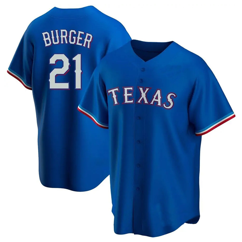 CAdoa T.Rangers #21 Jake Burger Player Royal Home Replica Game Stitched Jerseys