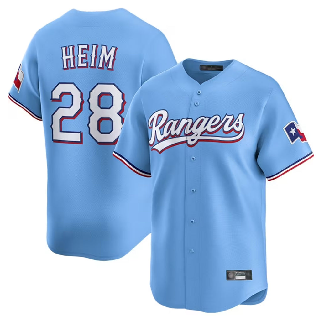 CAdoa T.Rangers #28 Jonah Heim Player Light Blue Home Limited Stitched Jerseys