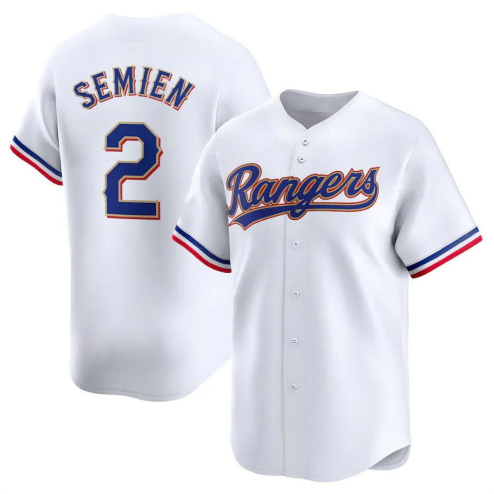 CAdoa T.Rangers #2 Marcus Semien Player Gold Collection Limited White Stitched Jerseys