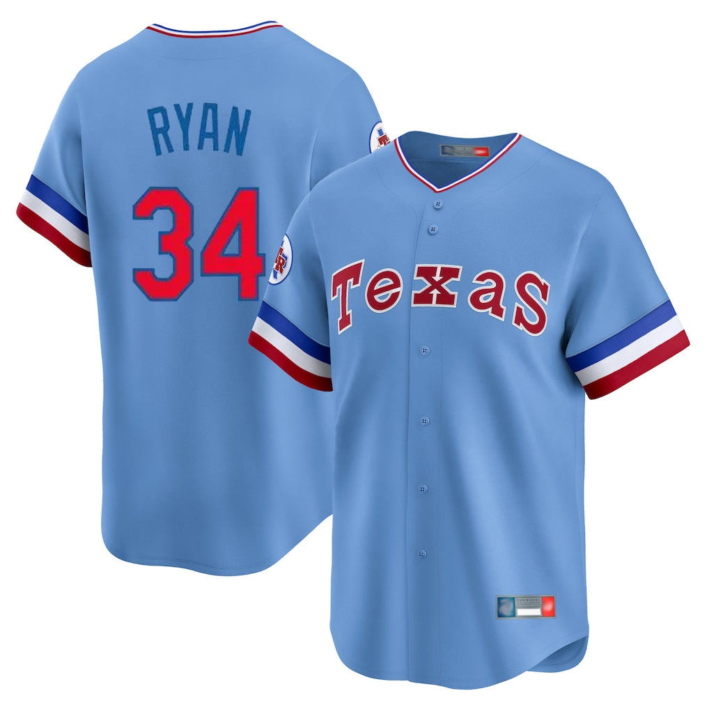CAdoa T.Rangers #34 Nolan Ryan Player Light Blue Cooperstown Collection Limited Stitched Jerseys